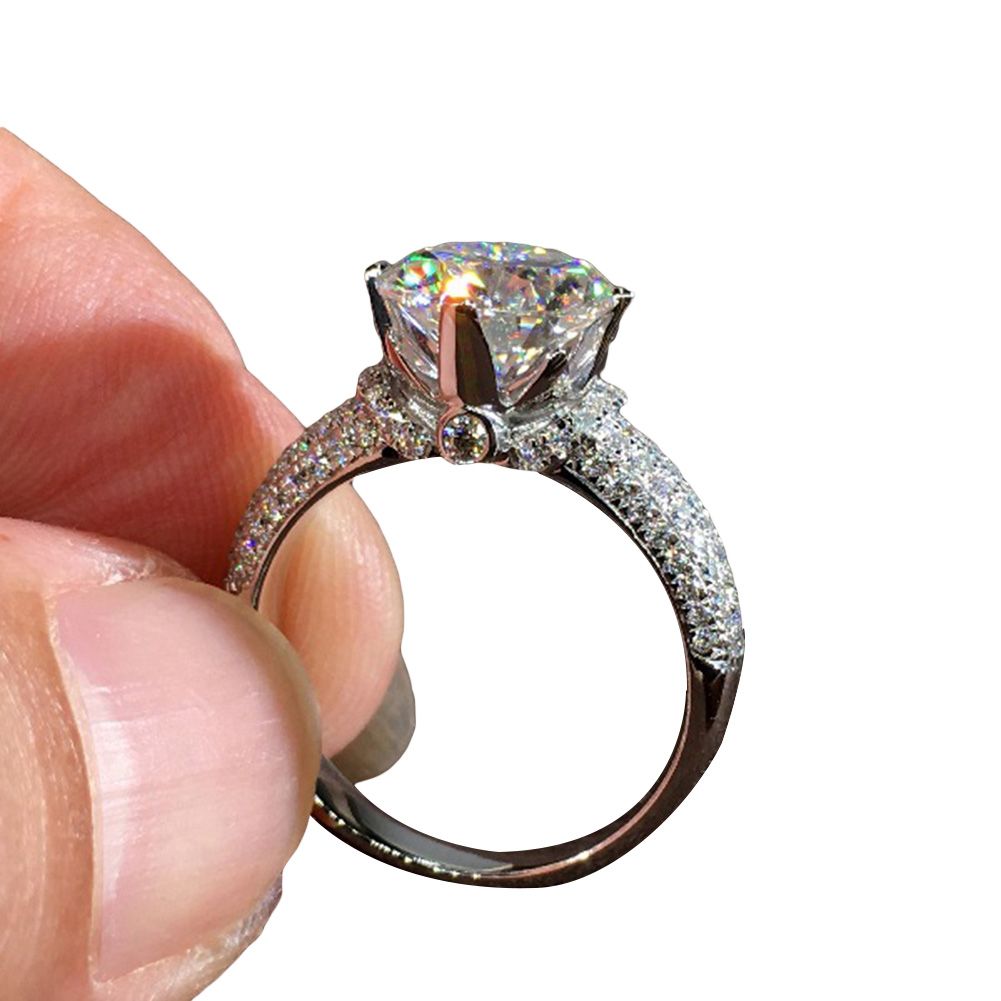 Luxury Round Cut Cubic Zirconia Bridal Wedding Engagement Ring Jewelry Gift