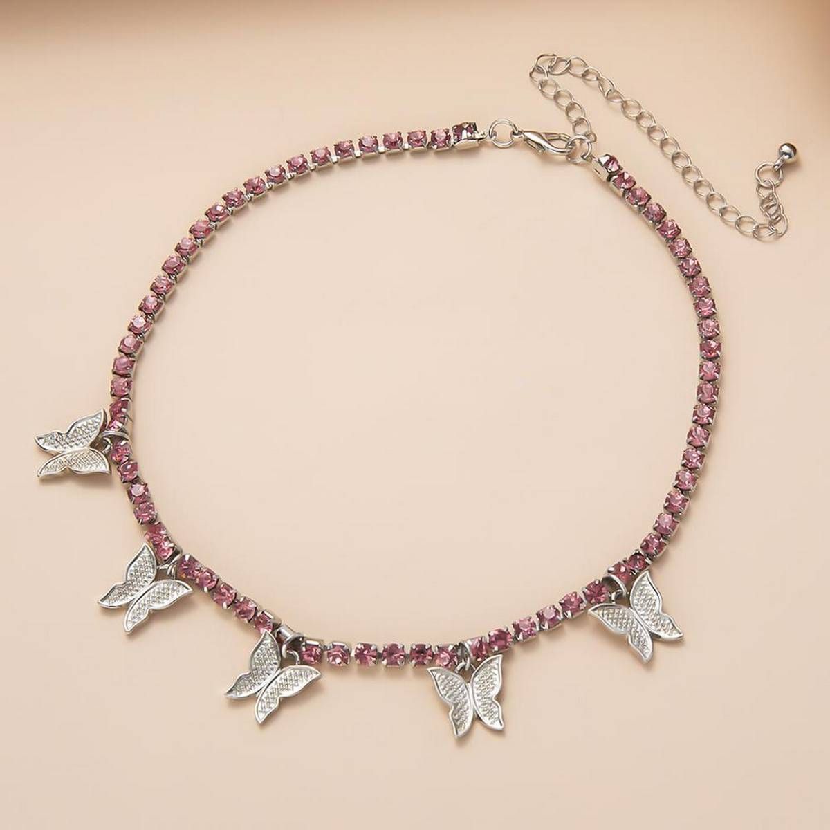 Bling Crystal Choker Statment Butterfly Necklace Collar Chain 4 Colors Choker Necklace Rhinestone Jewelry for Women Girls