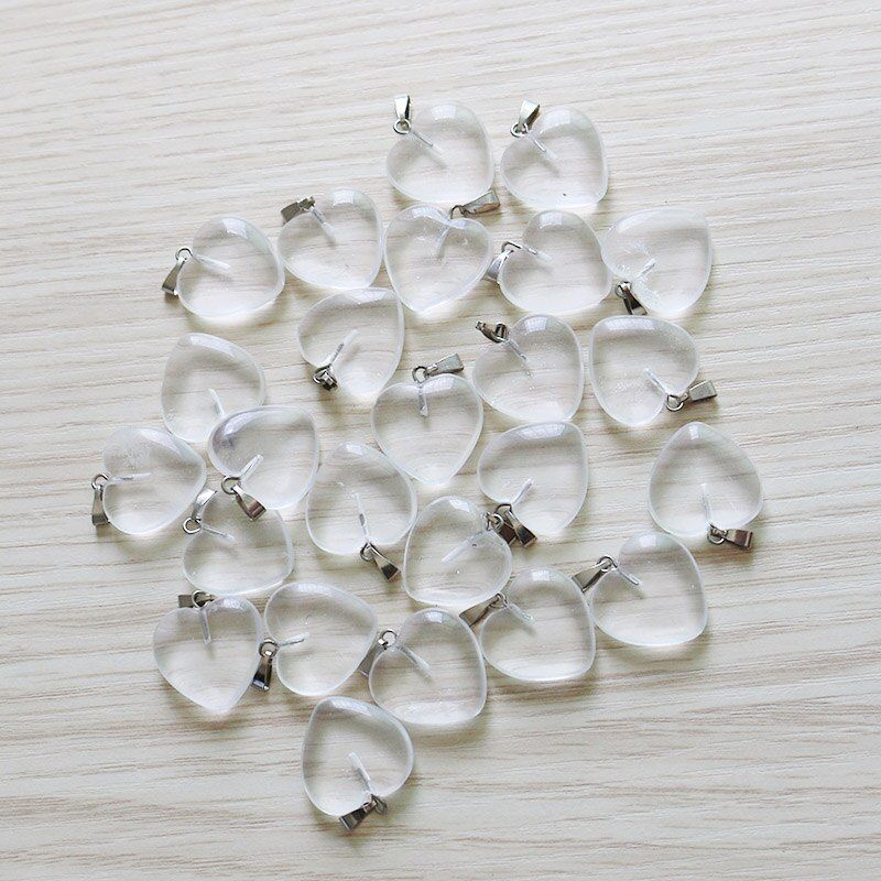 1Pcs Natural Stone Crystal Heart Pendant Pendulum Crystal Opalite Chakra Charms Necklace Healing Natural Stone Pendant