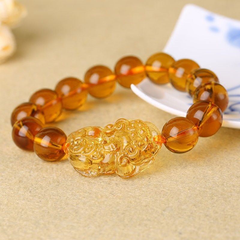Wholesale Price Yellow Black Stone PIXIU Bracelet Crystal Feng Shui Lucky Brave Wealth Bracelet for Women Men Bangles Beads