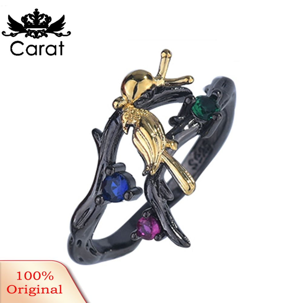 Carat Women Bird Perching Branch Faux Gemstone Finger Ring Dangle Earrings Jewery
