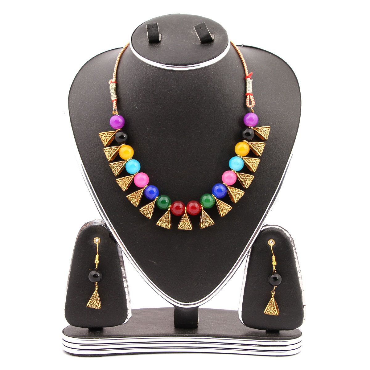Exclusive Indian Multi Color Metal And Stone Jewellery Set For Women