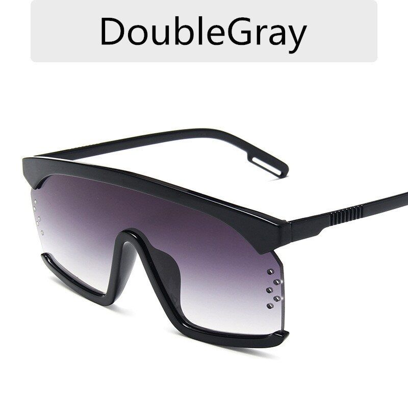 DoubleGraySexy Fashion Classic Oversized Box Siamese Lady Travel Sunglasses Vintage Sunglasses