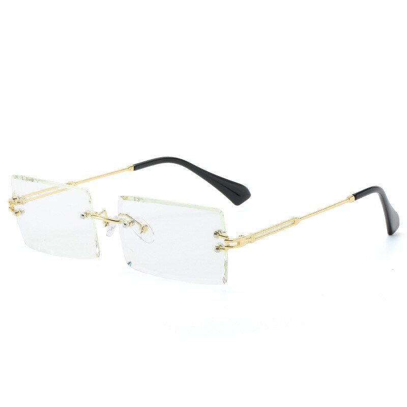 7Frameless Rectangular Sunglasses Luxury Fashion Popular Ladies Men Street Shooting Trend Design Brand Shade Alloy Glasses UV400