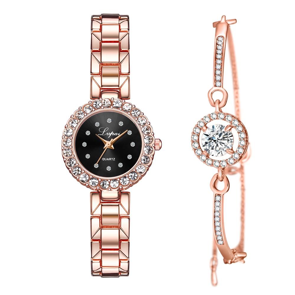 Lvpai 2pcs Classic Luxury Rhinestone Watch Women Watch Fashion Watch And Bracelet Set Ladies Female Clock Montre Femme Relogio