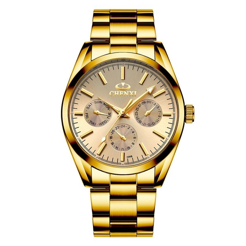 CHENXI Men Watch Gold Full Steel Watches Fashion Male Quartz Analog Military WristWatch Men's Wristwatches Relogio Masculino