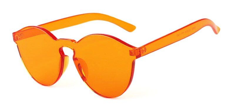 OrangeSHAUNA Fashion Spring Summer Styles Women Candy Colors Sunglasses Ladies Green Tinted Thick Lens Men Rimless Glasses