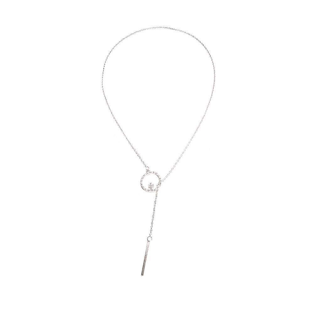 Fashion Women Circle Cross Bar Pendant Necklace Party Sweater Chain Jewelry