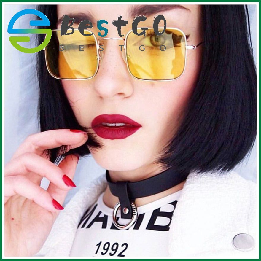 Retro small square sunglasses, men and women, European and American trendy sunglasses, transparent ocean lens sunglasses