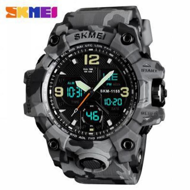 SKMEI sports watch men's waterproof double display men's 55MM large dial sports watch LED digital analog multi-function watch male fashion relogio masculino