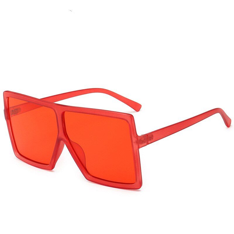 c19 red No-ChainVintage Big Square Sunglasses Women Top Quality Goggles Mens Oversize Sun Glasses Female Fashion Famous Brand Black Eyewear