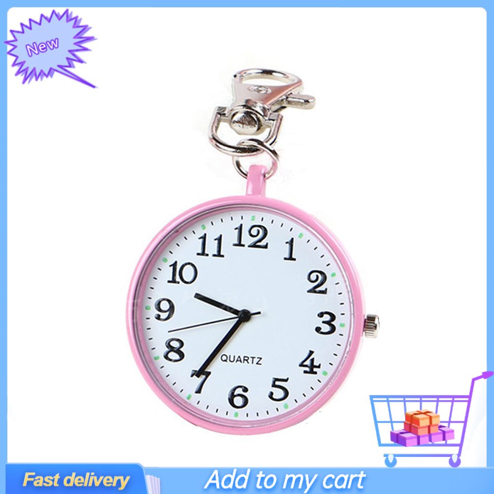 Fashion Unisex Round Dial Quartz Analog Nurse Medical Keychain Pocket Watch