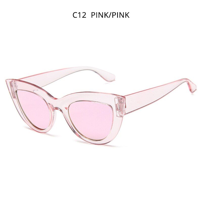 Pink PinkHOOBAN Retro Cat Eye Women Sunglasses Classic Black Ladies Sun Glasses Vintage Driving Female Eyeglasses UV400 Oculos
