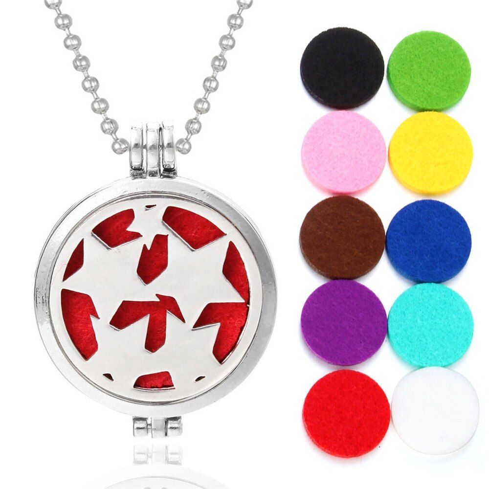 New Aroma Aromatherapy Diffuser Necklace Open Lockets Pendant Perfume Essential Oil Aromatherapy Locket Necklace with Pads