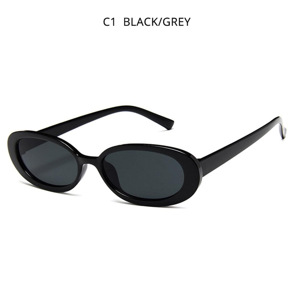 Black GreyHOOBAN Classic Oval Sunglasses Women Stylish Cow Color Ladies Sun Glasses Fashion Small Shades UV400