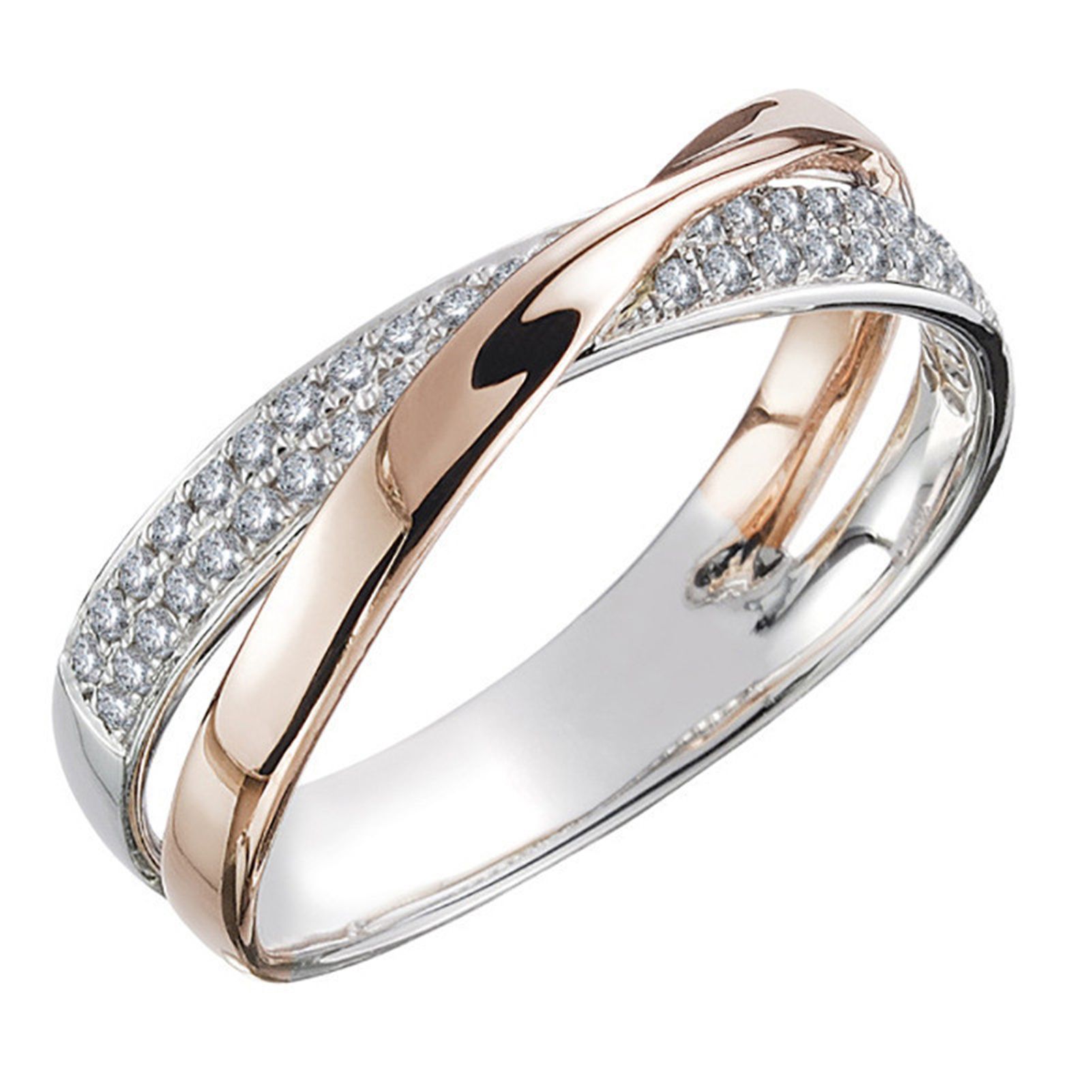 Cross Ring Simple Two Tone Plating Shiny X Ring