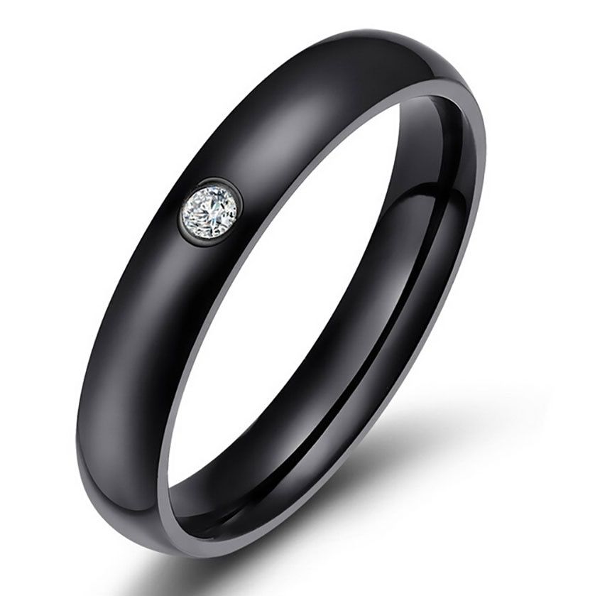 10mm Width Brand Design Rhinestone 316L Stainless Steel Rings For Women Gold Color Wedding Jewelry