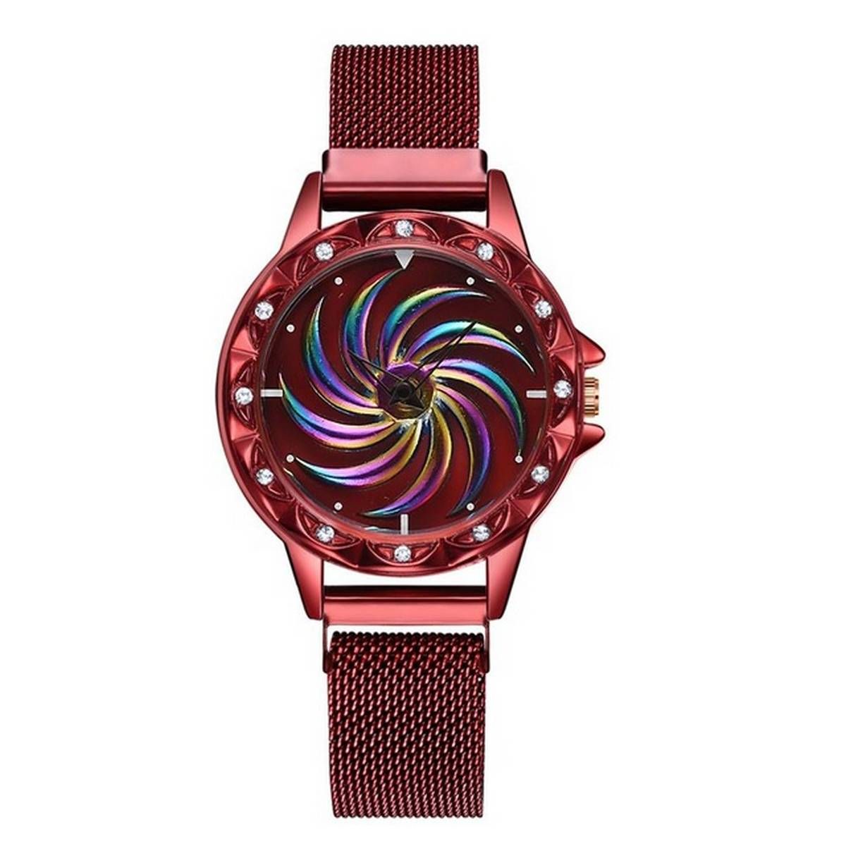 Luxury Women Magnet Bracelet Watches Quartz Watch 360 Rotate Creative Lucky Ladies Stainless Steel