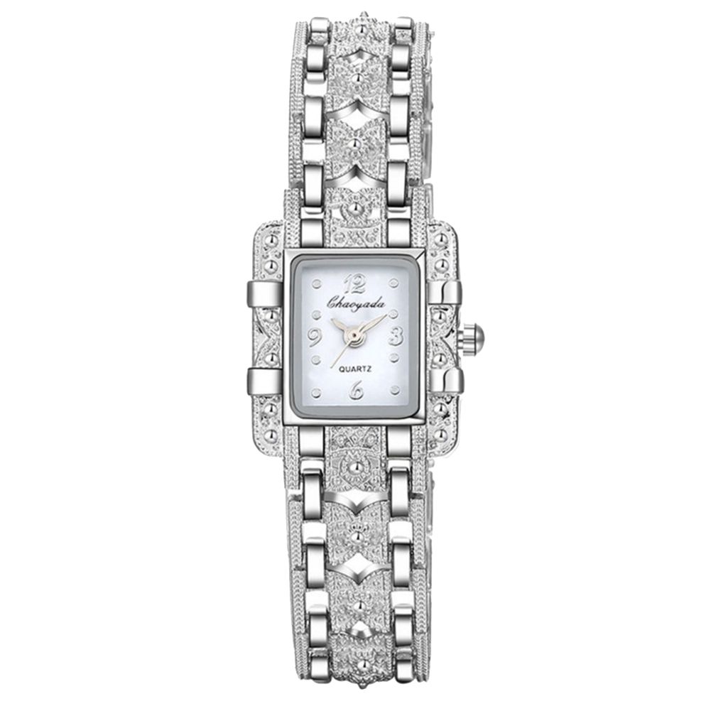 Women Fashion Butterfly Rhinestone Arabic Numbers Square Dial Quartz Wrist Watch