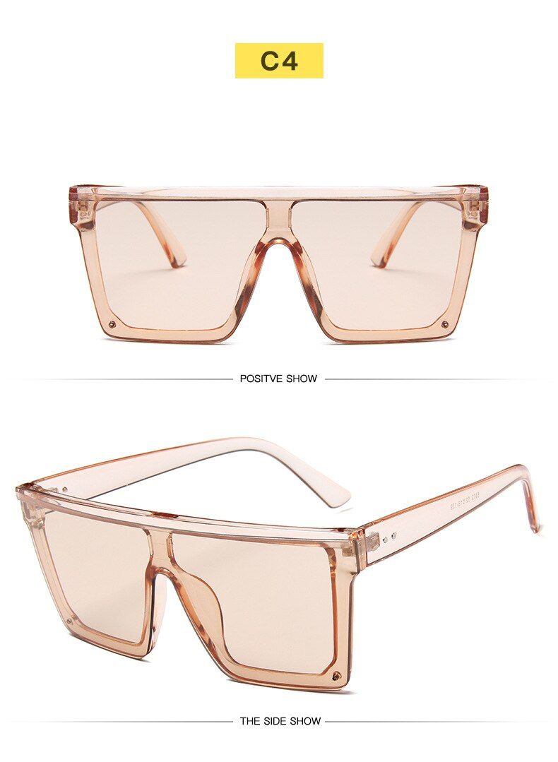 teaOversize Square Frame Flat Top Top Fashion Sunglasses Women Men Retro Sun Glasses Gafas Oculos De Sol