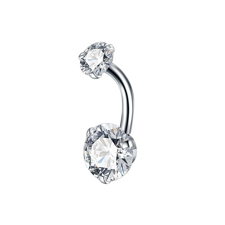 1PC Steel Double Gem Earrings Belly Button Navel Bar Stud Retainer Ombligo Nombril Piercings Sexy Women Jewelry