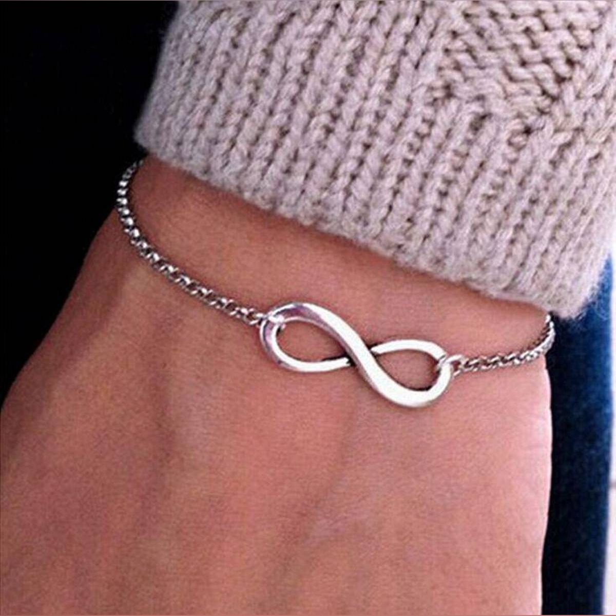 Hot Fashion Simple Metal 8 Infinity Charm Bracelets For Women & Men Jewelry Summer Style Beach