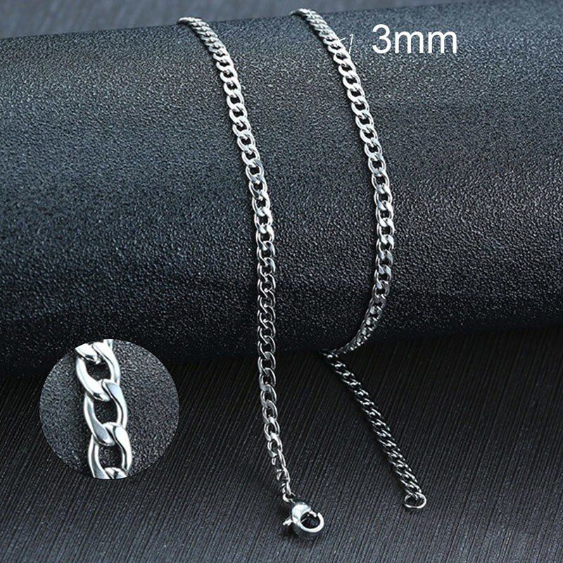 20-24 inch Golden Black Chain Necklace Flat Curb Chains Medium Link Finished Necklace for Pendant Gothic Style