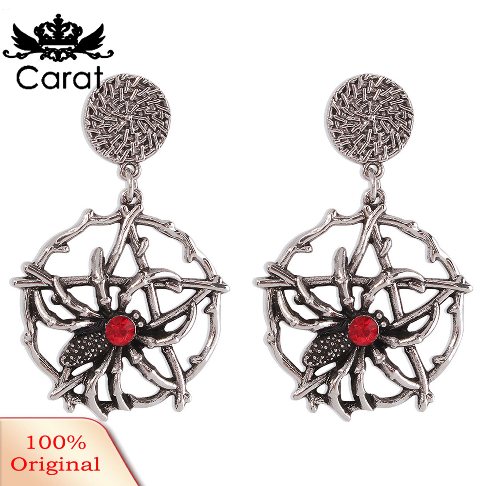 Carat 1 Pair Dangle Earring Vintage Anti-rust Alloy Fine Workmanship Exquisite Cobweb Dangle Earring for Party