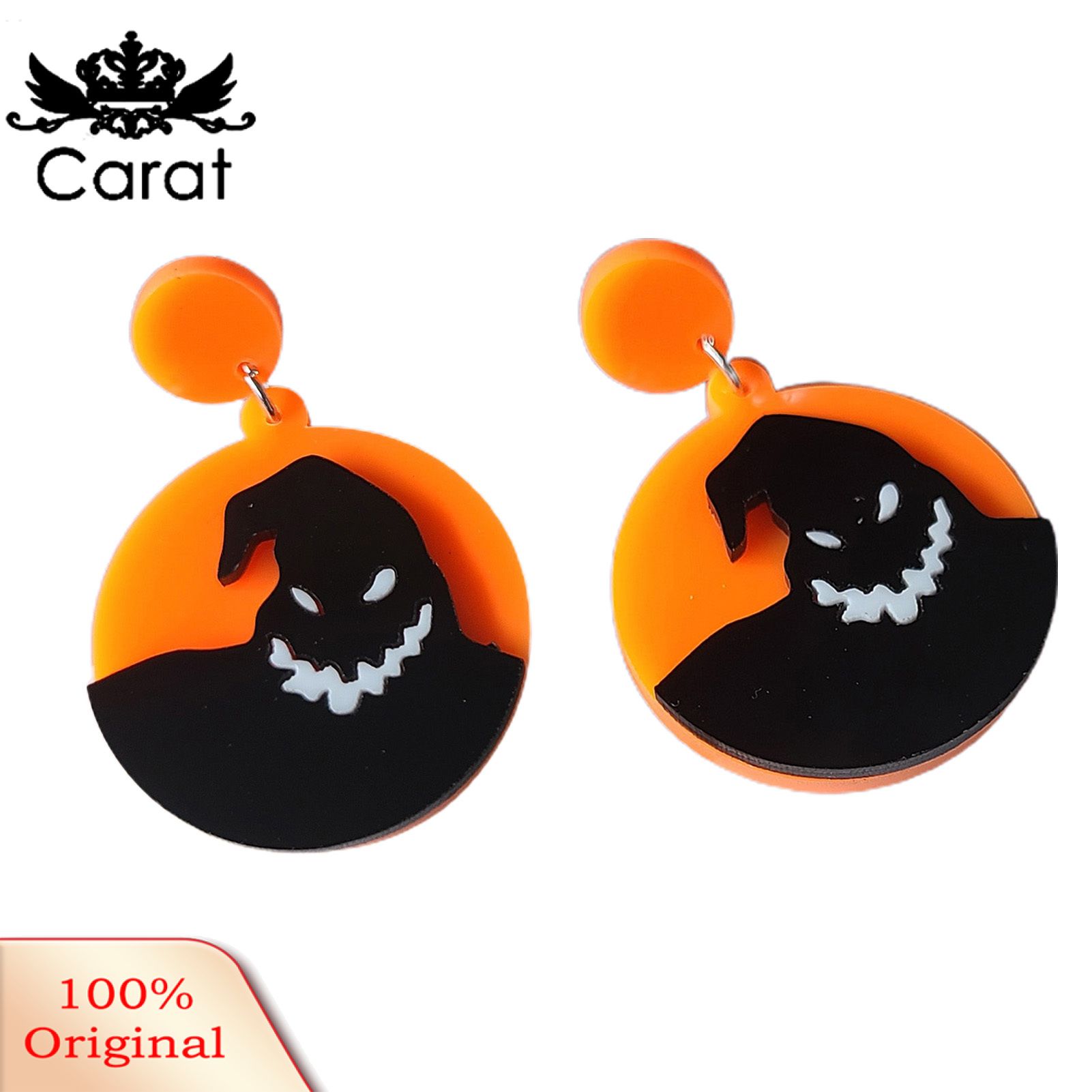 Carat 1 Pair Ghost Pattern Round Halloween Earrings Acrylic Piercing Punk Dangle Earrings Party Jewelry