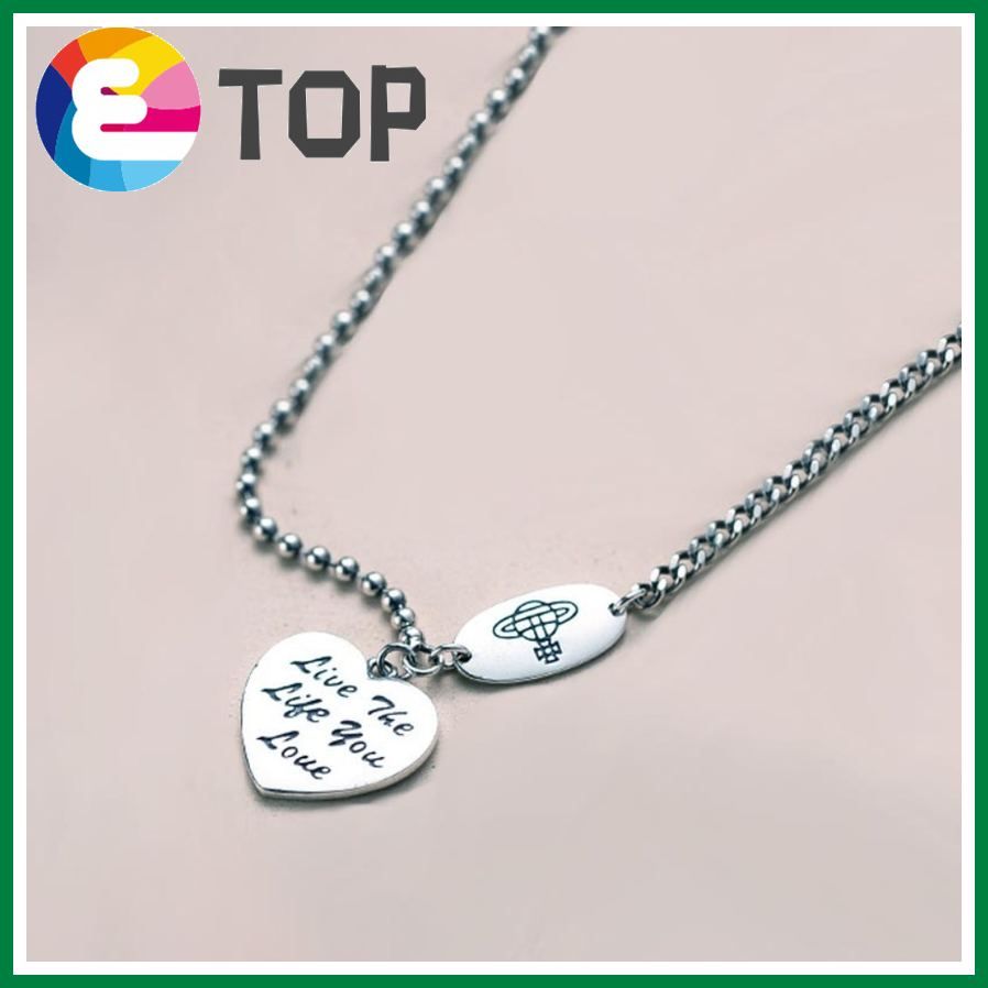 Heart-Shaped Letter Necklace Korean Retro Old Love Simple Wild English Letter Planet Necklace