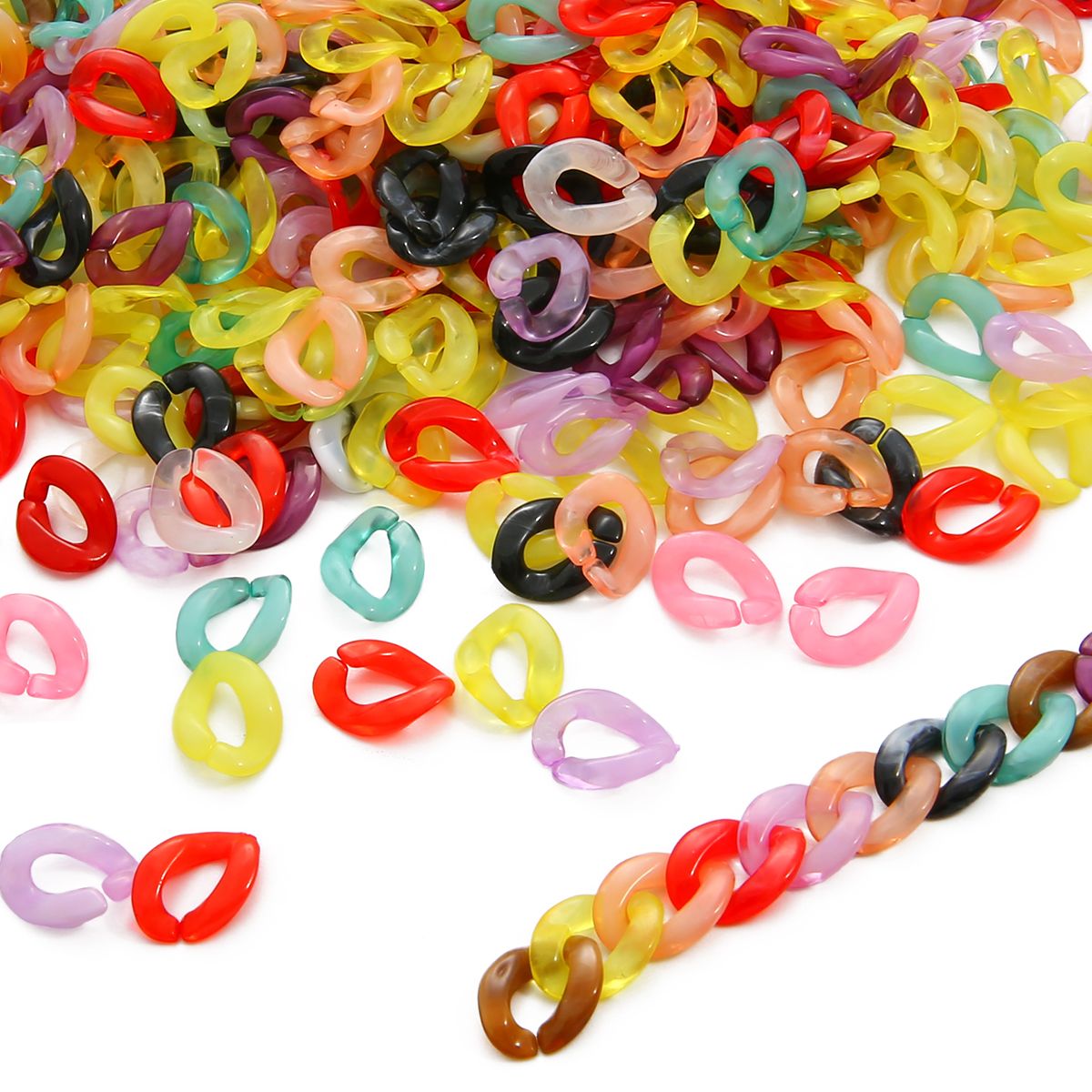 100Pcs 13x10mmAcrylic Flat Twist Oval Open Ring Beads Connector link Chain for Jewelry Making