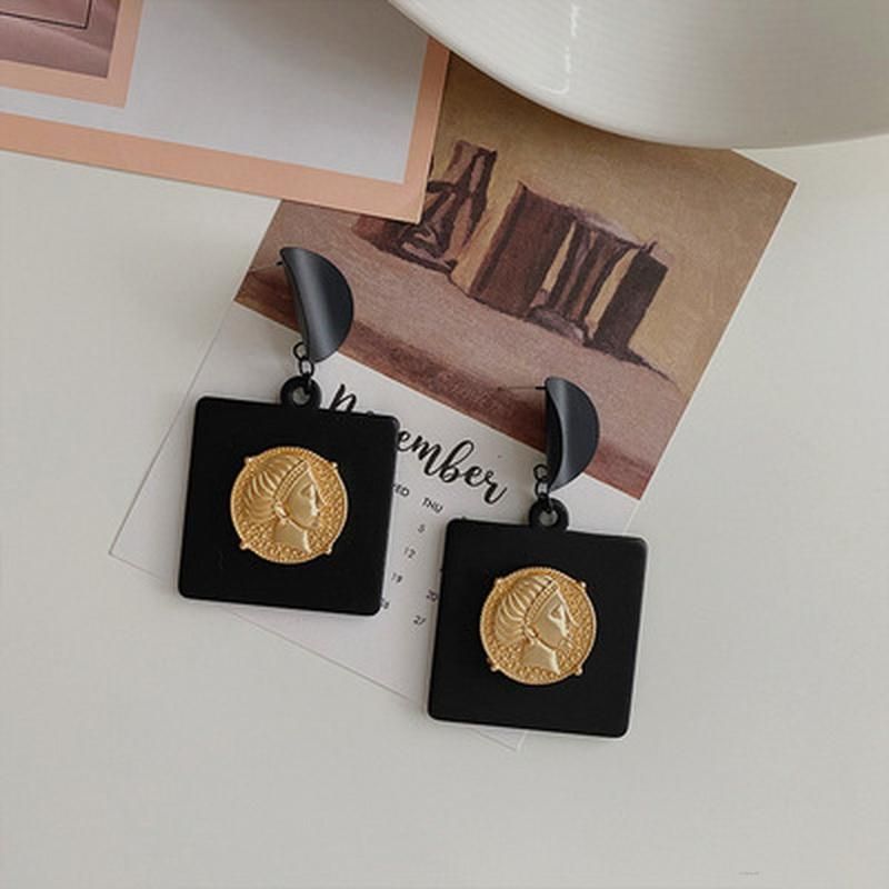New Atmosphere Black Punk Earrings Net Red Personality Square Earrings Earrings Female Trend