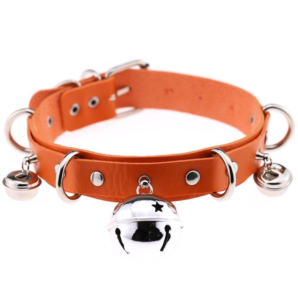 KMVEXO Trendy Punk Leather Choker Necklace Multilayer Bells Metal Chocker Collar Necklace Handmade Boho Gothic Costume Jewelry