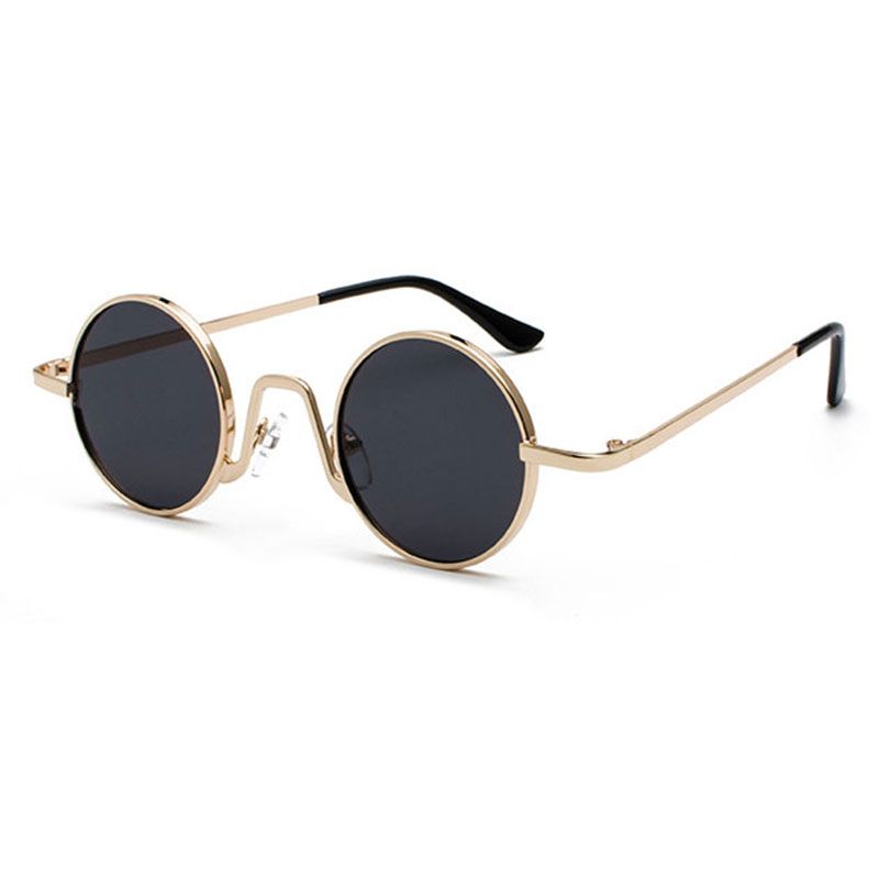 Vintage Round Sunglasses Brand Design Women Men Sunglasses Luxury Retro Uv400 Eyewear Fashion Shades-Black Gray & aurum