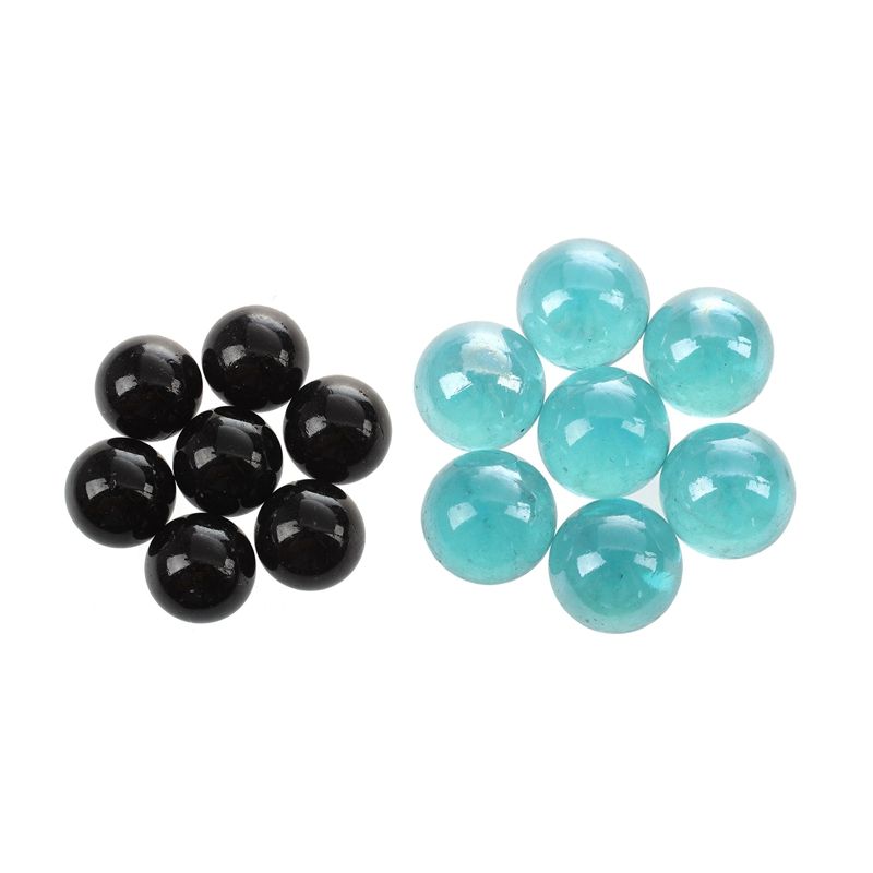 10 Pcs Marbles 16Mm Glass Marbles Knicker Glass Balls Decoration Color Nuggets Toy Black & Light Blue(2 Set)
