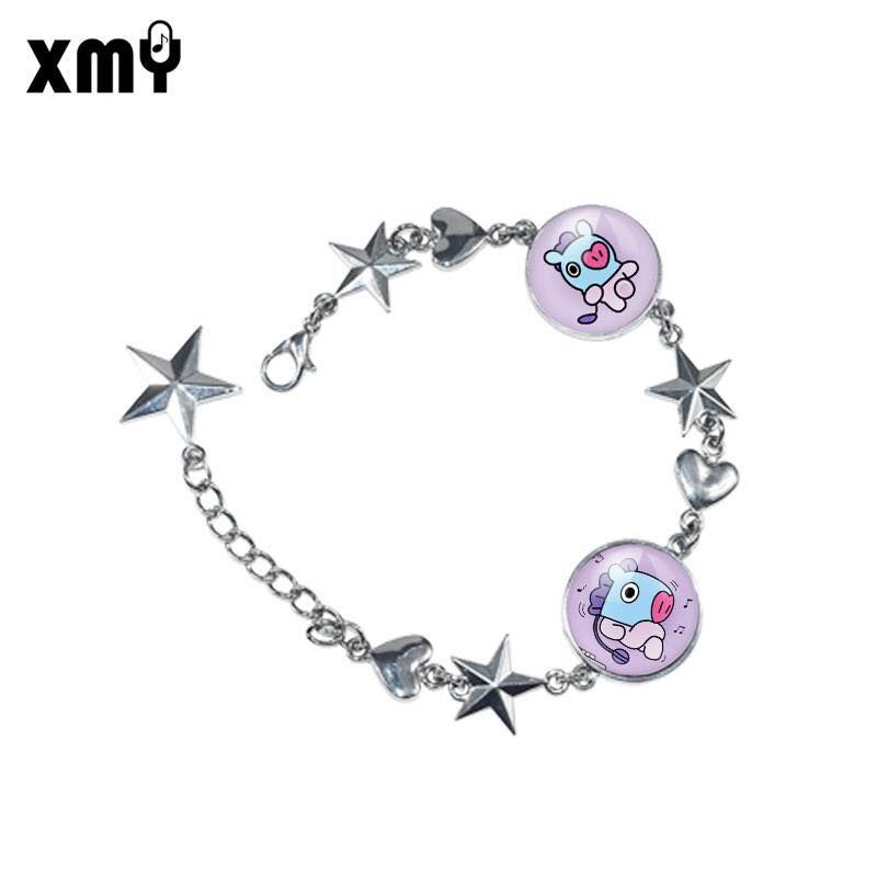 K-Pop BTS BT21 Star  Bangtan Photo Steel Bracelet
