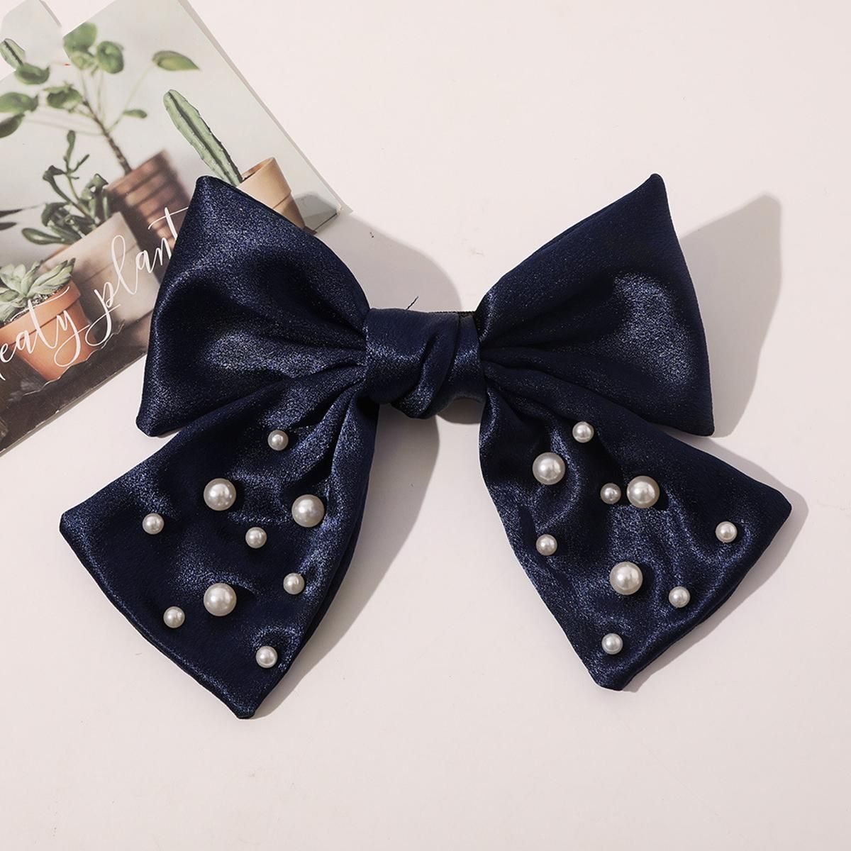 Fashion Bow Hair Accessories Satin Ribbon Hairpins Crystal Pearl Hair Clips Women Girls Satin Ladies Hairpins Cute