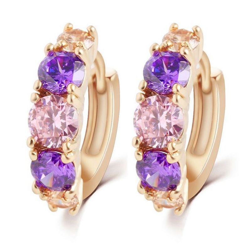 Arrival Women Zircon earrings pendant Hoop earrings female -Purple