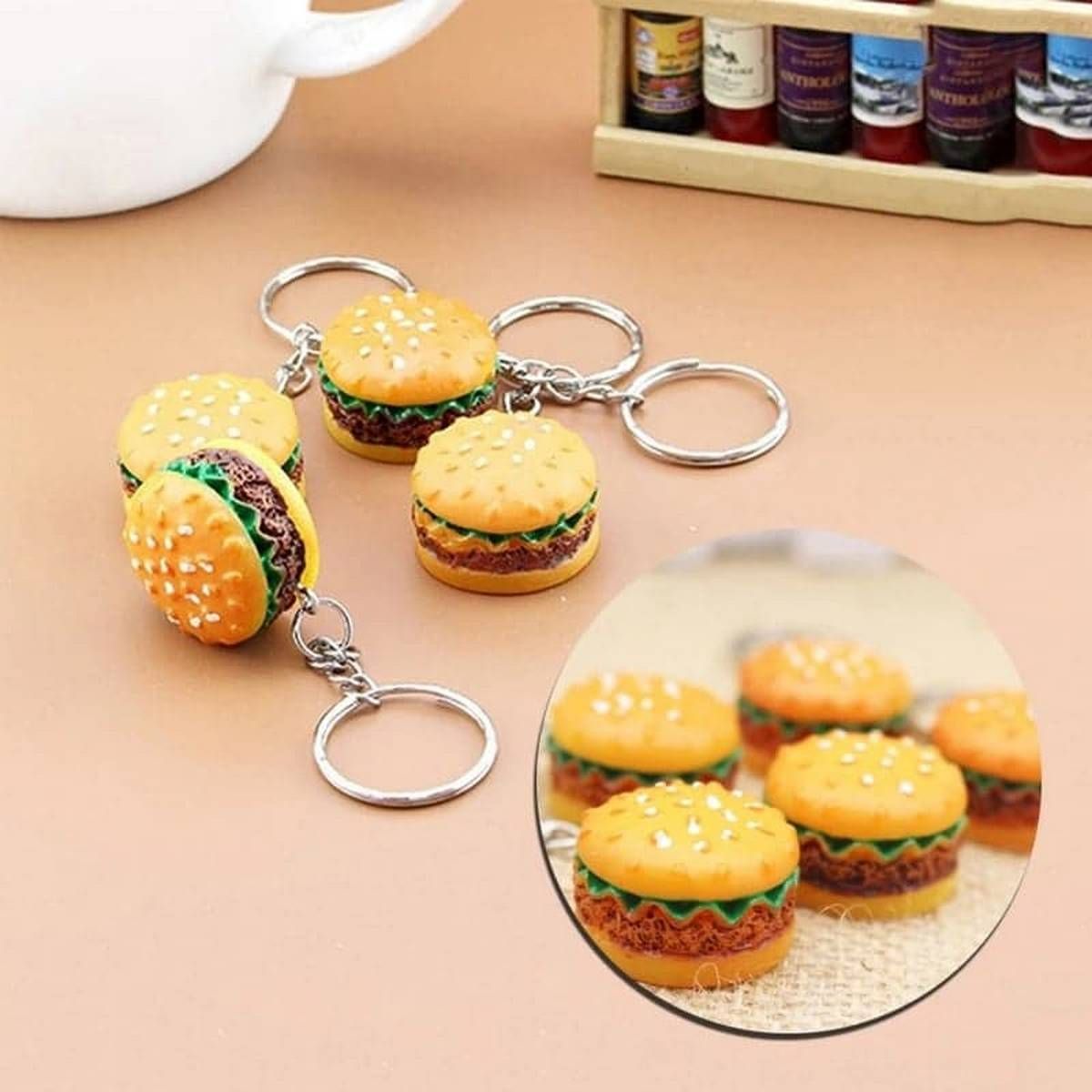 Mini Cute Resin Simulation Food Key Chains Bags Car Key Ring