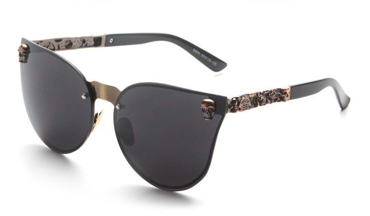 C64ROYAL GIRL Cat Eye Women Sunglasses Rimless Skull Frame Metal Temple Oculos Mirror Glasses feminino UV400 Flower Leg ss147