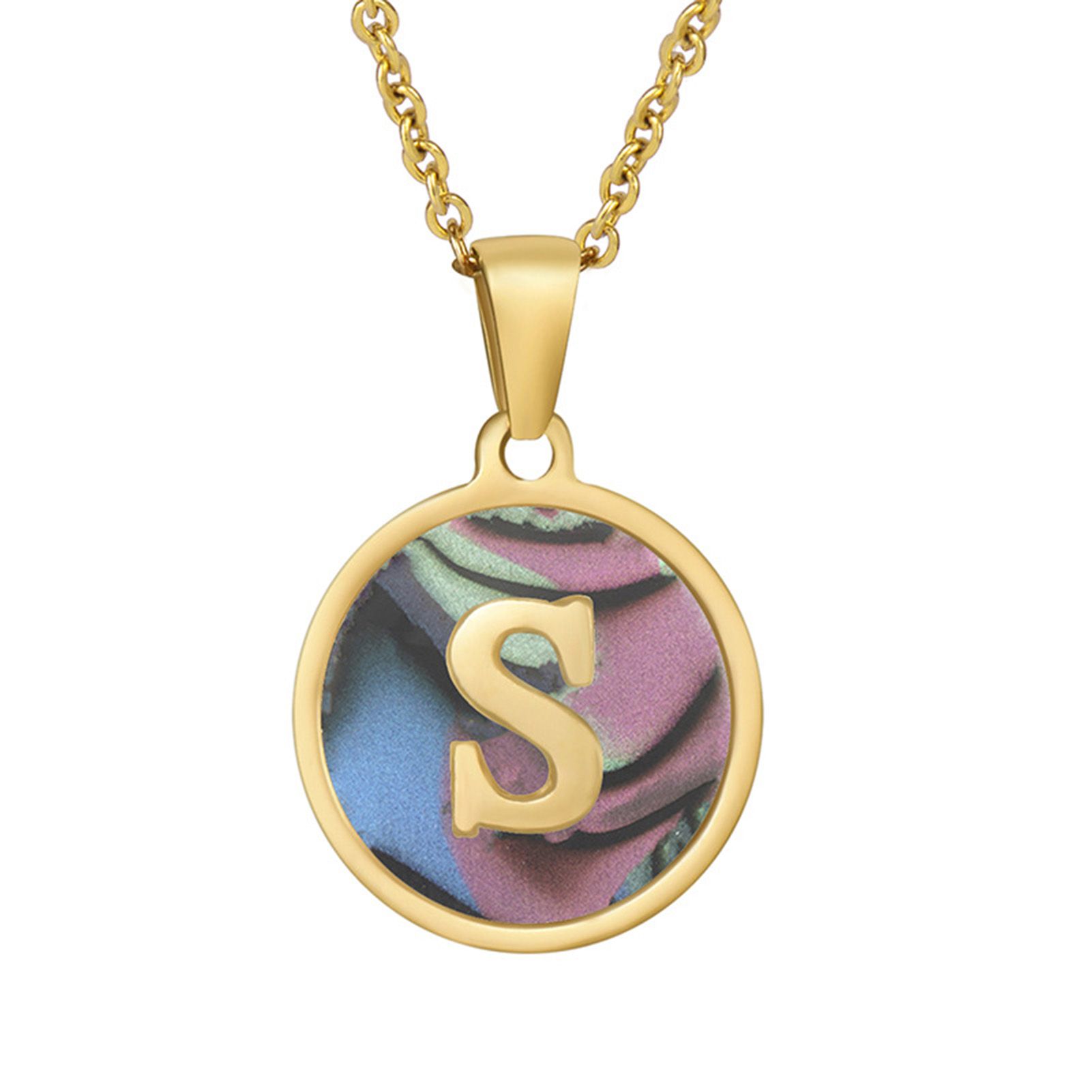 Women Necklace Letter Sea Shell Necklace All Match Round Alphabet Necklace for Daily Wear
