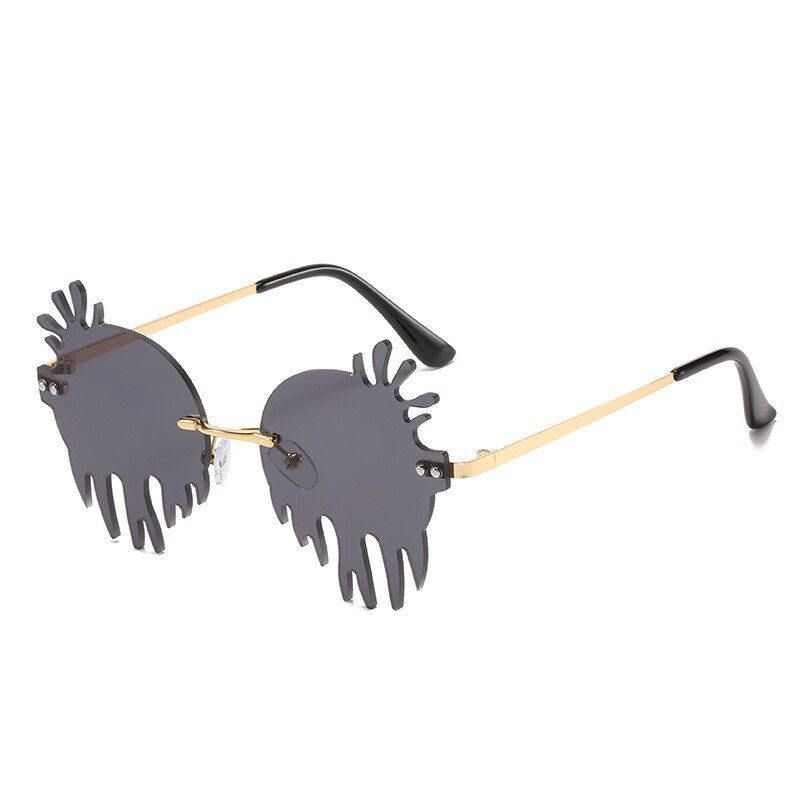 1Vintage Punk Sunglasses Women Colorful Eyewear Rimless Carter Glasses Unique Luxury Gafas De Tears Shape Sun Glasses Men Women