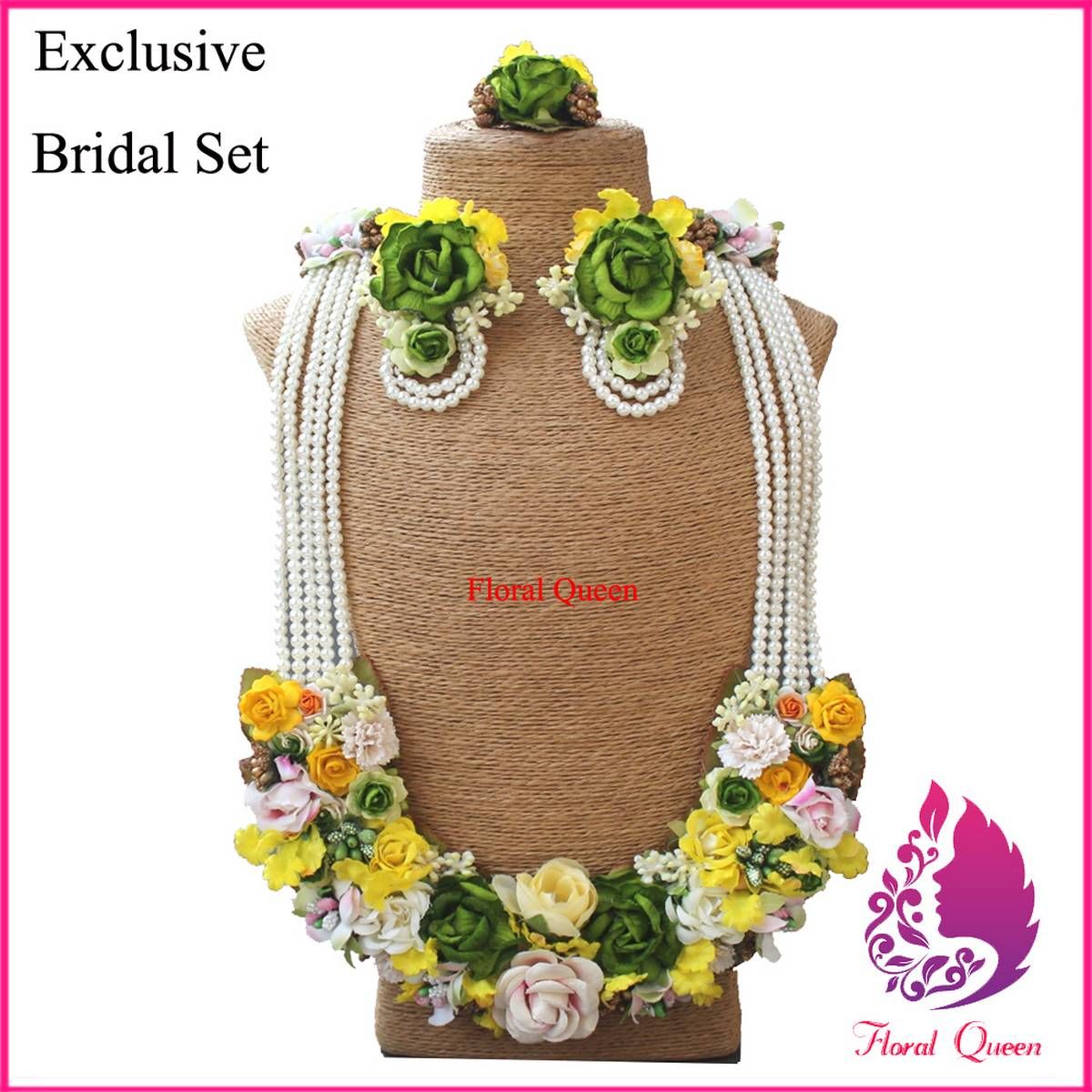 Multicolor Artificial Flower Bridal Set / Gaye Holud Set