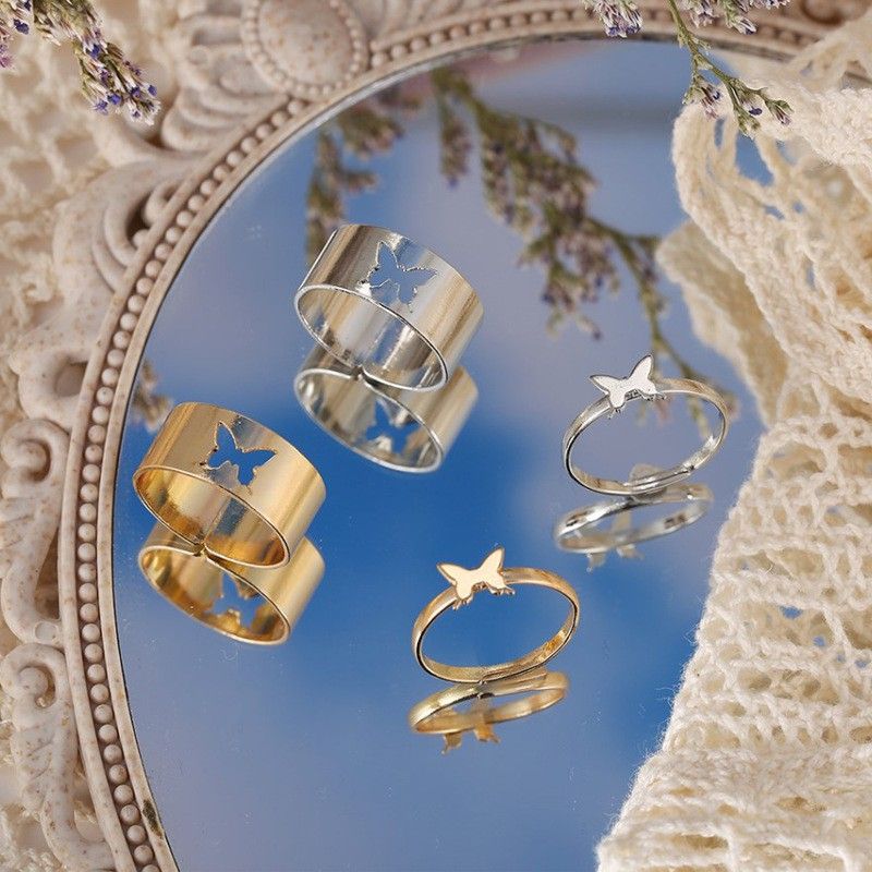 Girl Accessories New Punk Simple Hollow Butterfly Open Rings