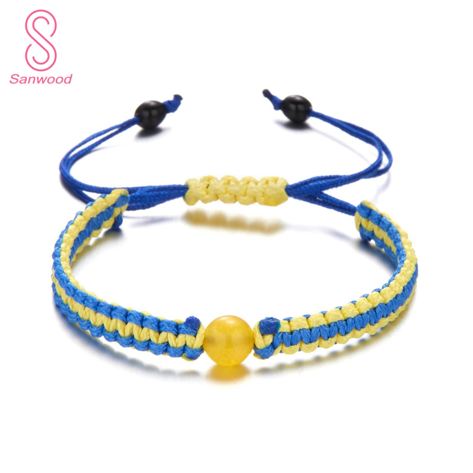 Friendship Bracelet Universal Ethnic Style Blue Yellow Patchwork Adjustable Bracelet