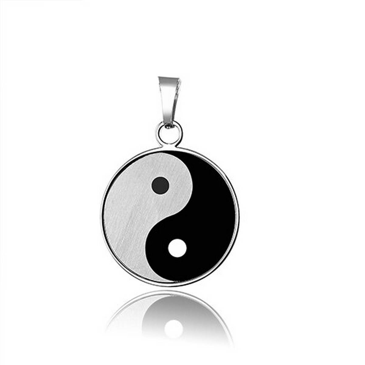 Hot classic Chinese Tai Chi Yin Yang Bakkui Pendant Necklace Silver color/ Black 316L Pendant Round Stainless Steel Pendant Gift