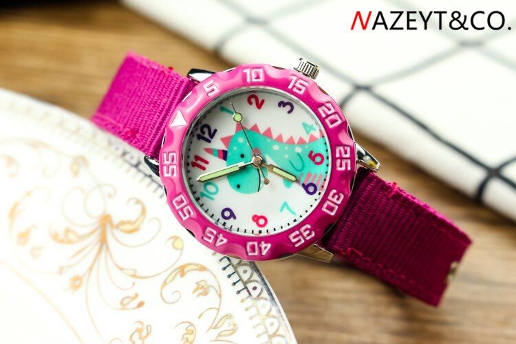 dropshipping kids watch boys cute cartoon dinosaur dial 3D nylon watch little children girls luminous hands quartz wristwatch
