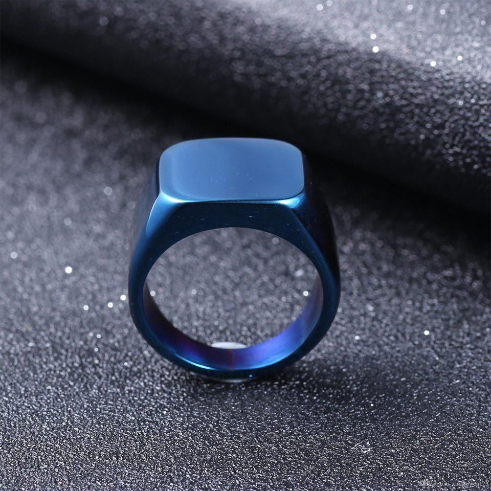 Stainless Steel Rings for Men Fashion Square Finger Ring Mens Jewelry Wedding Party Rings Man Hand Decoration(Null)