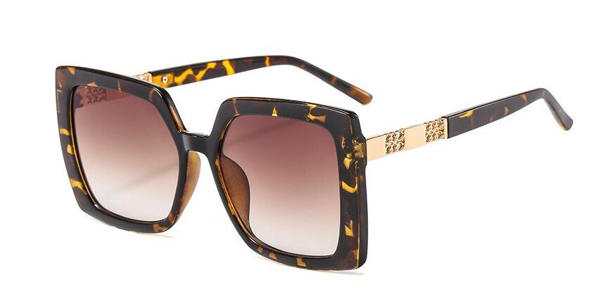 C3 leopard tea46267 Big Frame Square Cat Eye Chain Luxury Sunglasses Men Women Fashion UV400 Glasses