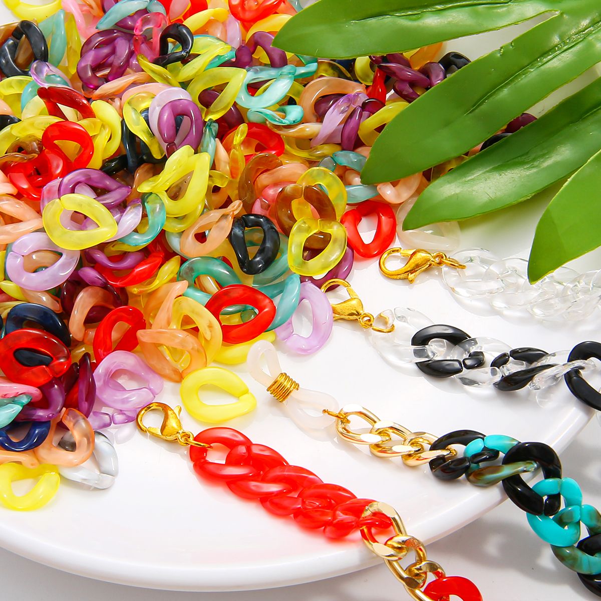 100Pcs 13x10mm Acrylic Flat Twist Oval Ring Connector link Chain for Jewelry Making